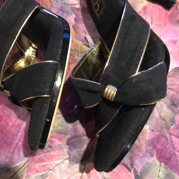 VINTAGE BLACK SUEDE SANDALS - Picture 15 of 16